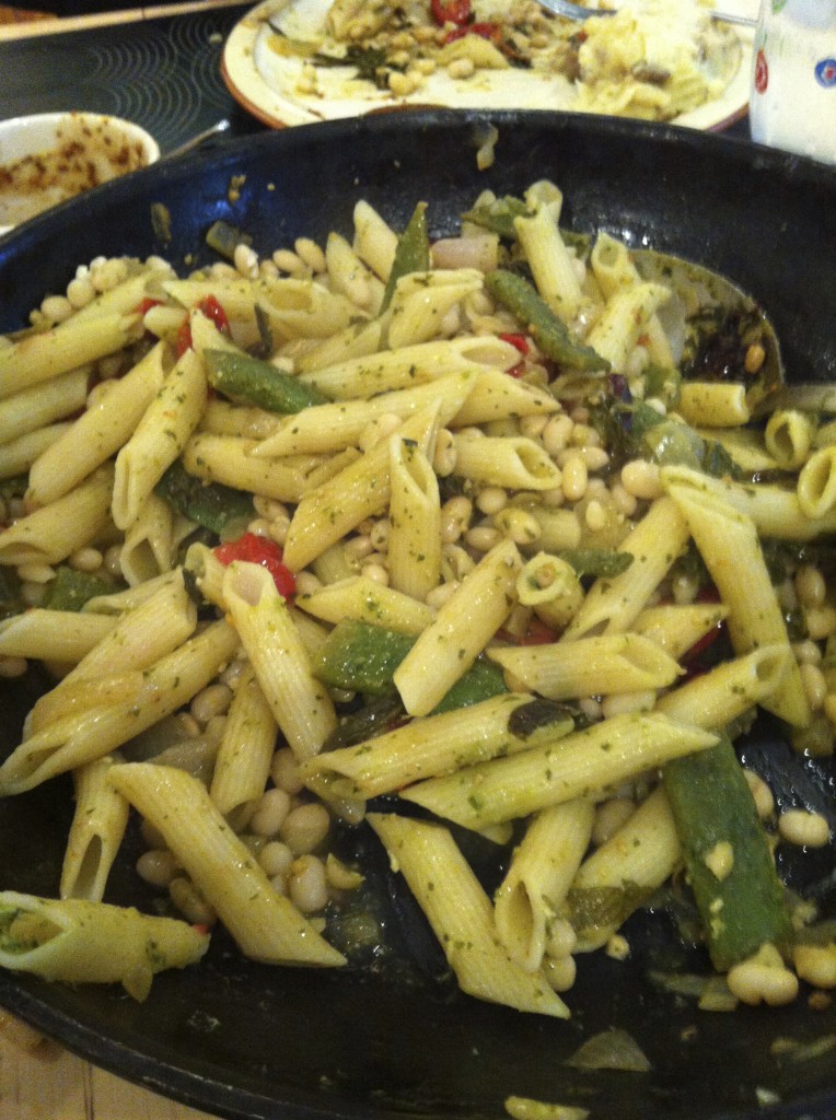 Basil Pasta with white beans