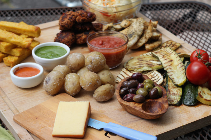 BBQ Mezze Board with grilled vegetables and bbq sauce