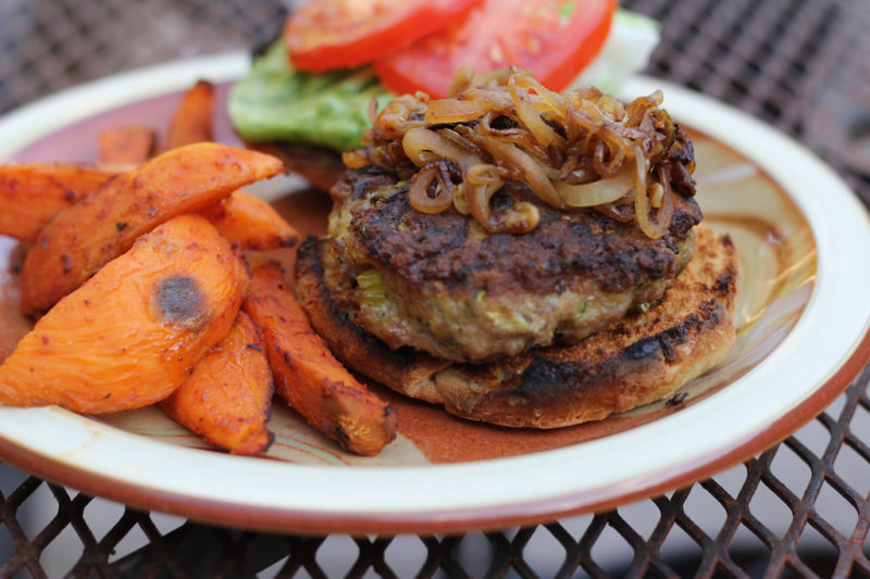 Turkey Burgers with sweet potato fries