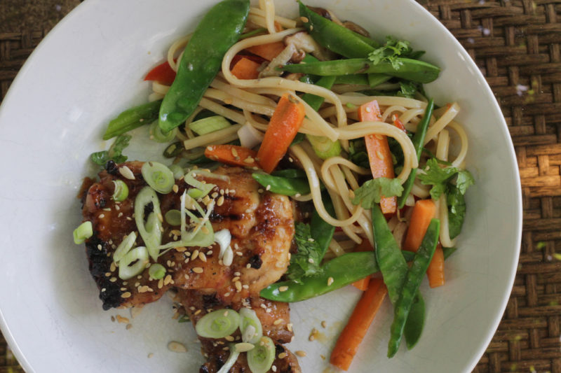Japanese Noodle Salad with Sticky Chicken Thighs