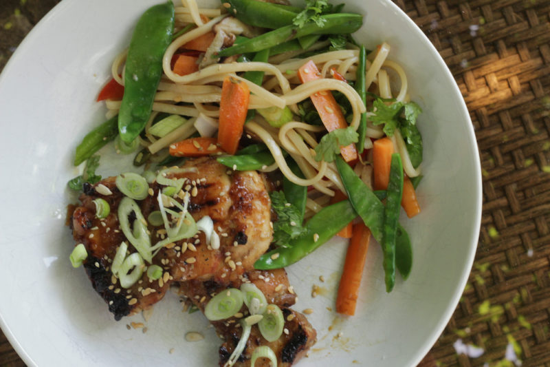 Sticky Chicken Thighs w/Japanese Noodle Salad